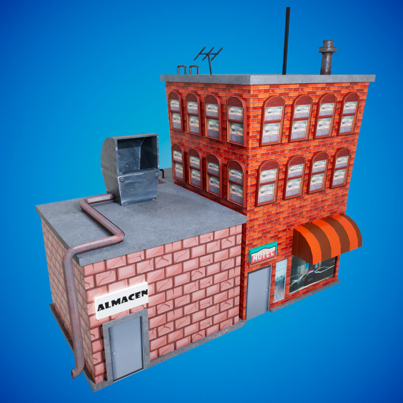 अर्ध भवन कार्टून 3D मॉडल .c4d .max .obj .3ds .fbx .stl .blend 