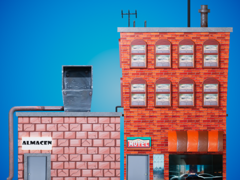 Semi building cartoon 3D Model