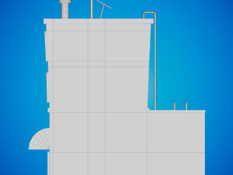 अर्ध भवन कार्टून 3D मॉडल