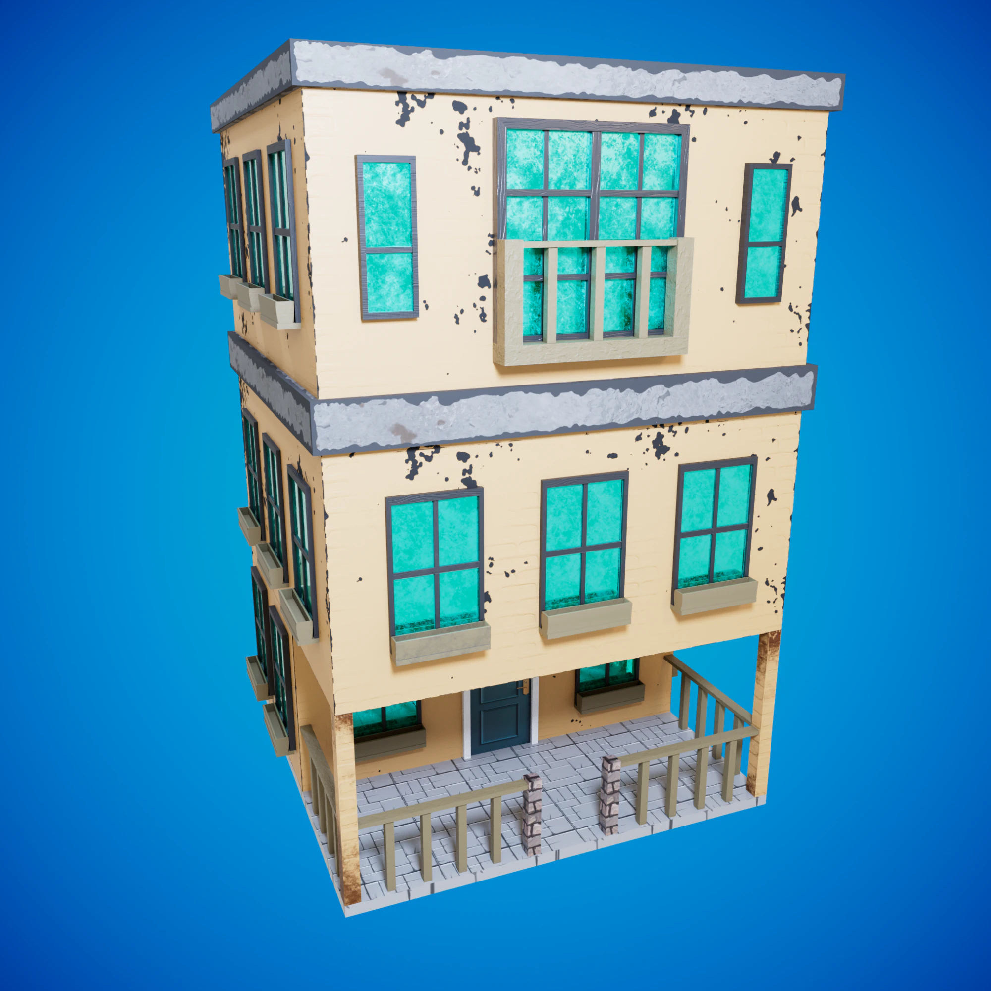 Old cartoon building 3D Model .c4d .max .obj .3ds .fbx .stl .blend