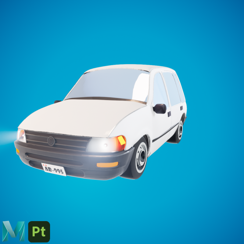 Station wagon cartoon Modello 3D .c4d .max .obj .3ds .fbx .stl .blend 