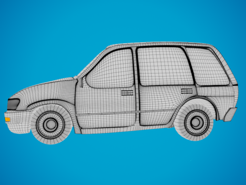Station wagon cartoon Modello 3D