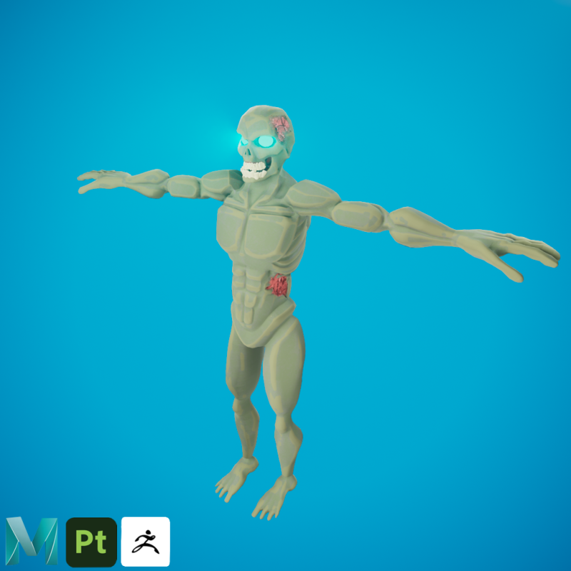 Green Zombie 3D Model .c4d .max .obj .3ds .fbx .stl .blend 