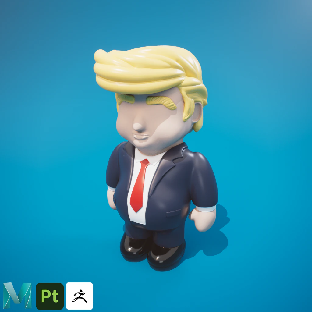 American President cartoon 3D print model 3D Print Model .c4d .max .obj .3ds .fbx .stl .blend 
