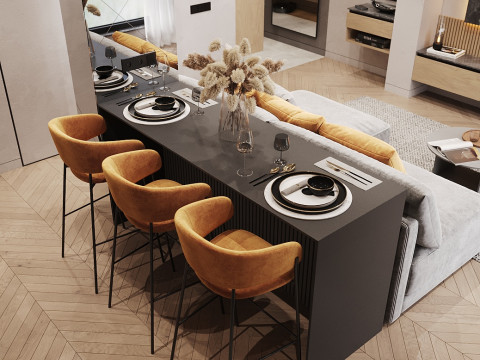 Kitchen - living room interior design 3d 3D Model