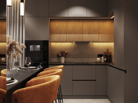 Kitchen - living room interior design 3d 3D Model