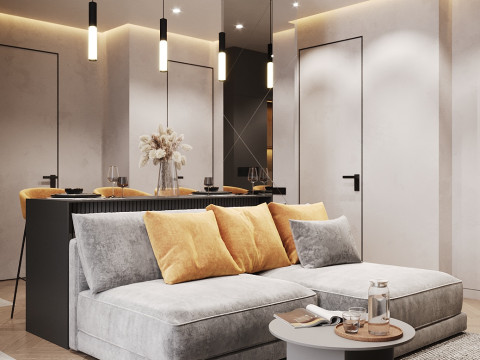 Kitchen - living room interior design 3d 3D Model