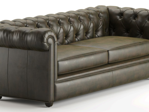 Pot Chesterfield Leather Sofa 3D Model