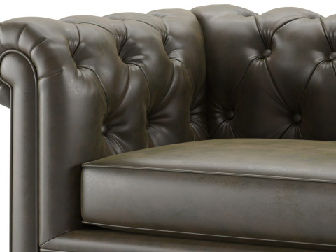 Pot Chesterfield Leather Sofa 3D-Modell