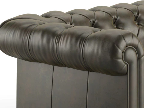 Pot Chesterfield Leather Sofa 3D Model