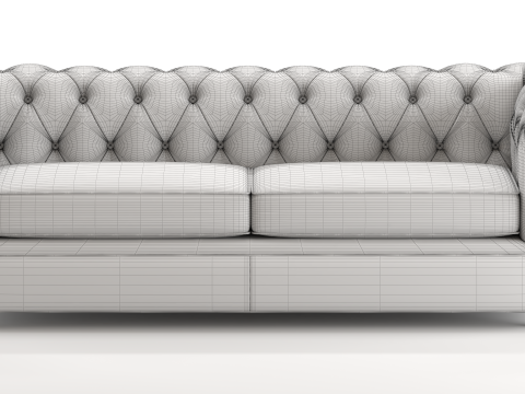 Pot Chesterfield Leather Sofa 3D-Modell