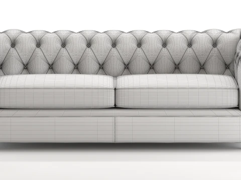 Pot Chesterfield Leather Sofa 3D Model