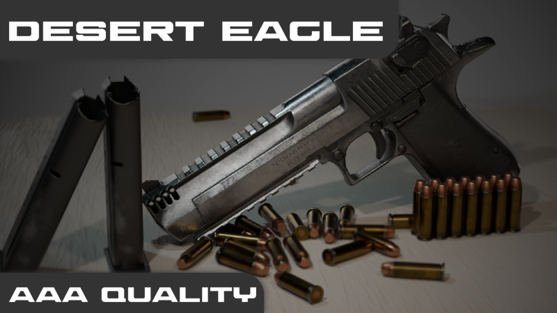 Desert Eagle Game Ready 3D Model .c4d .max .obj .3ds .fbx .stl .blend