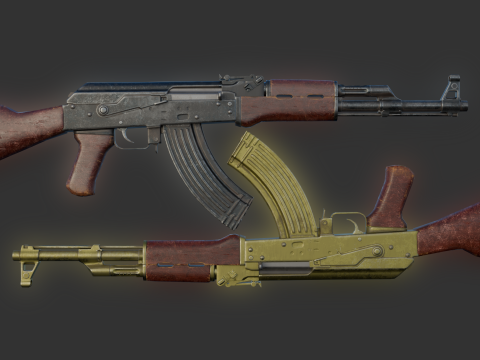 AK-47-AK-74 GoldenDefault Game Ready 3D मॉडल