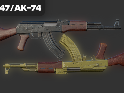 AK-47-AK-74 GoldenDefault Game Ready 3D Model
