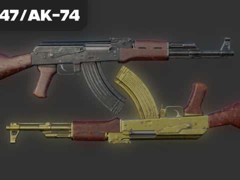 AK-47-AK-74 GoldenDefault pronto para jogo Modelo 3D