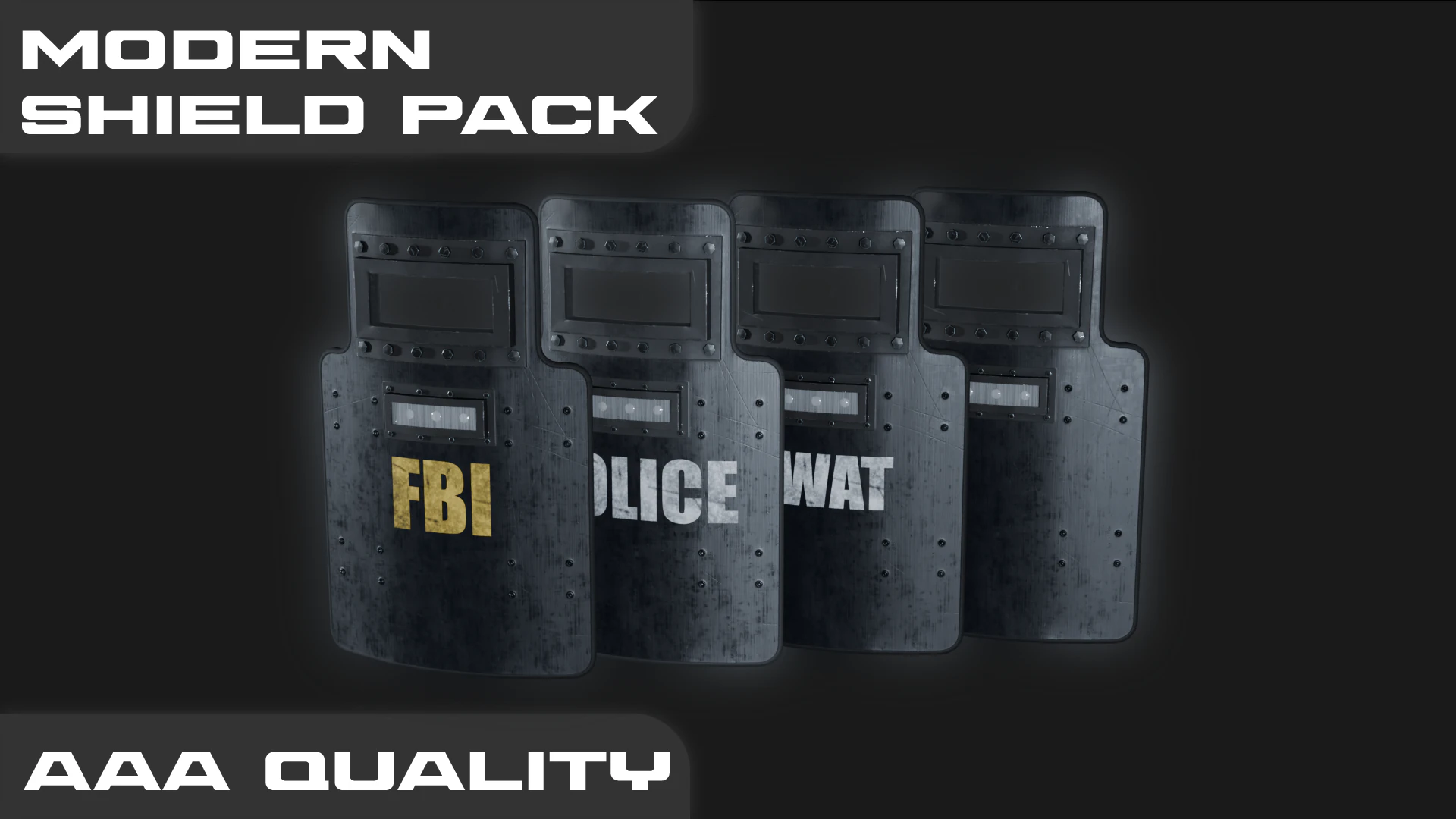 Modern Shield Pack Game Ready 3D Model .c4d .max .obj .3ds .fbx .stl .blend 