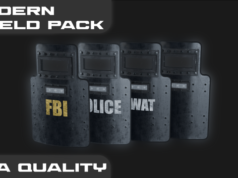 Modern Shield Pack Game Ready Modelo 3D