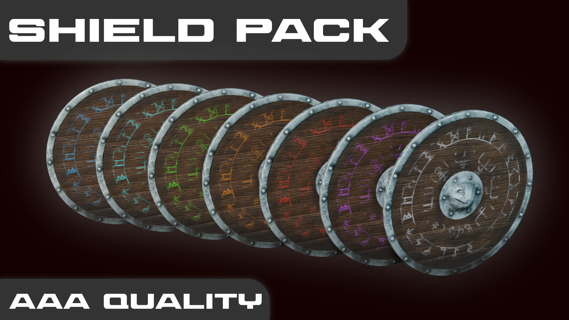 Shield Pack Game Ready 3D Model .c4d .max .obj .3ds .fbx .stl .blend 