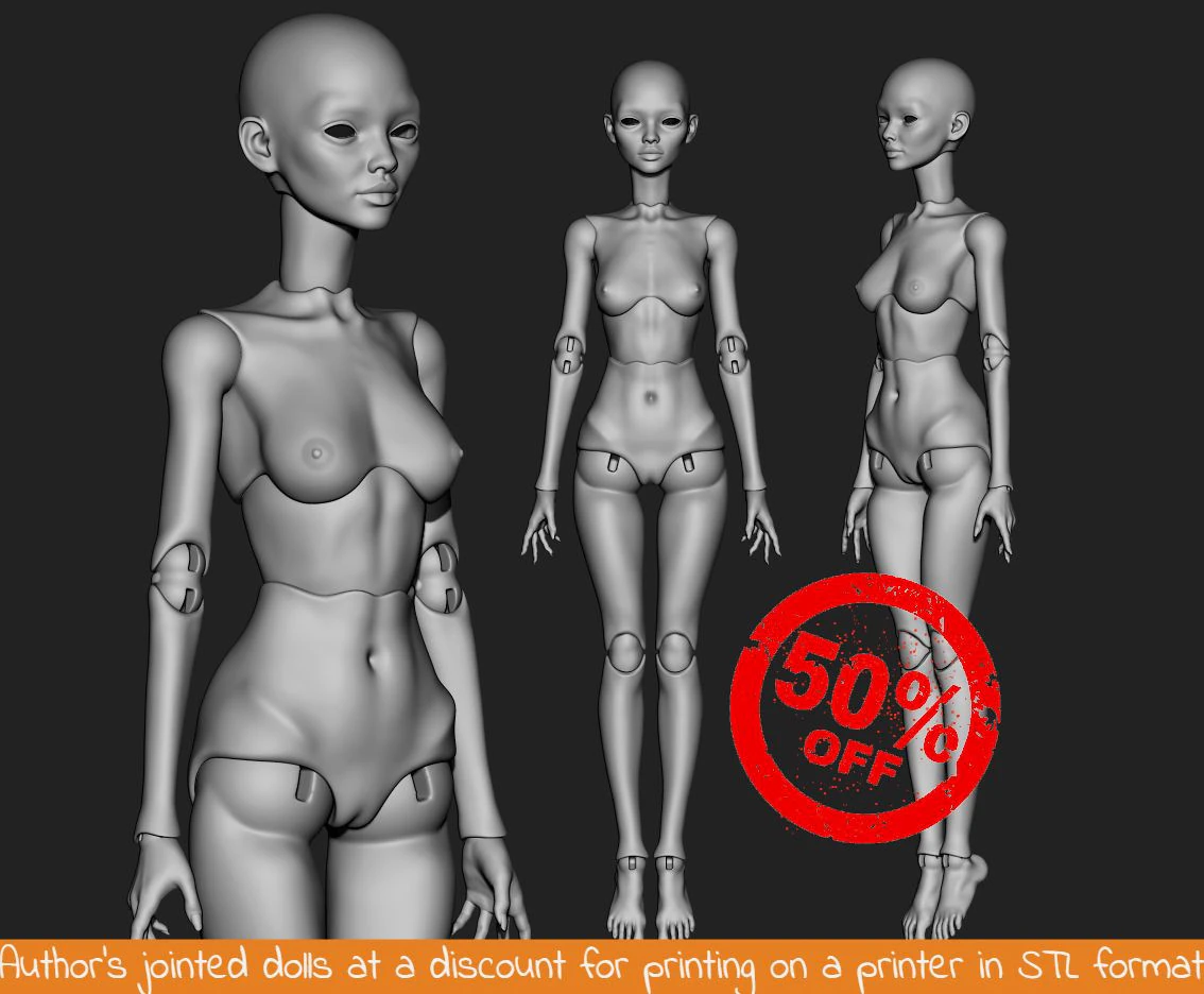 Sabrina - woman bjd doll Female figurines articulated doll ooak 3d print charac 3D Model .c4d .max .obj .3ds .fbx .stl .blend 