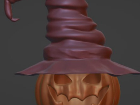 Pumpkin in a witchs hat stl feli Modelo de impresión 3D