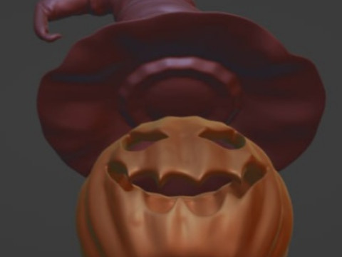 Pumpkin in a witchs hat stl feli Modelo de impresión 3D