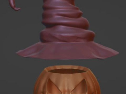 Pumpkin in a witchs hat stl feli Modelo de impresión 3D