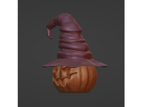 Pumpkin in a witchs hat stl feli Modelo de impresión 3D