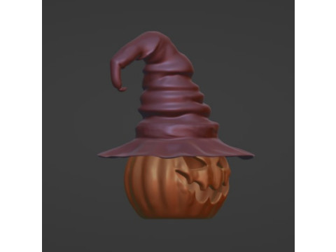 Pumpkin in a witchs hat stl feli Modelo de impresión 3D