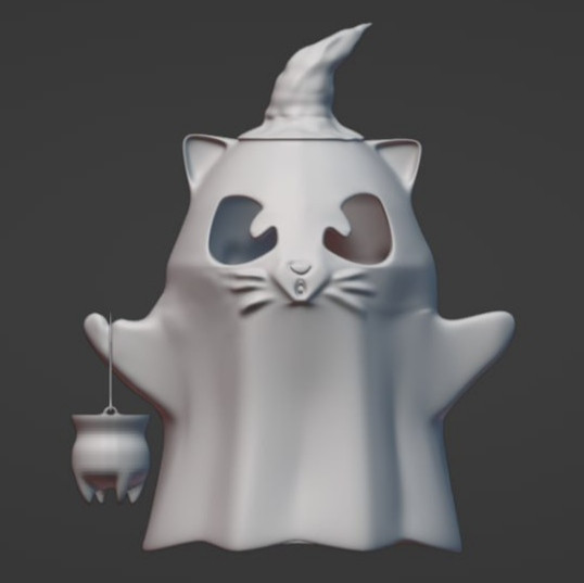 Ghost cat in hat stl file 3Dプリントモデル .c4d .max .obj .3ds .fbx .stl .blend 