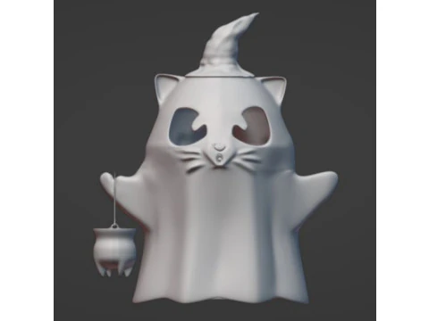 Ghost cat in hat stl file 3D Print Model