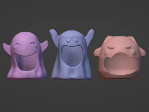 세 개의 유령, 식칼 또는 그릇 stl 파일 3D 프린트 모델