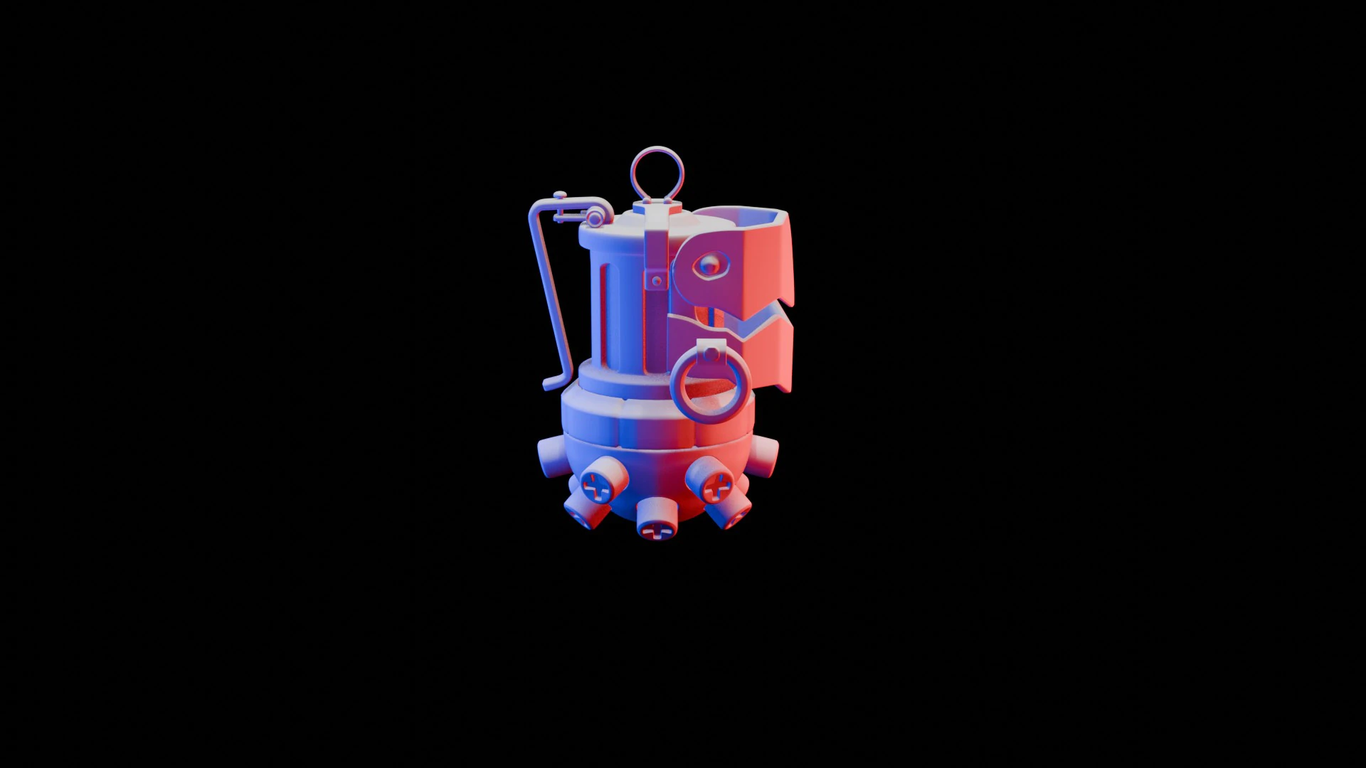 of Jinx grenade with jaws 3D Print Model .c4d .max .obj .3ds .fbx .stl .blend 