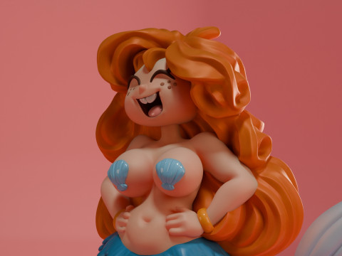 Busty Mermaid 3D print model Modello di stampa 3D