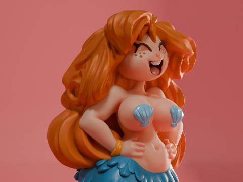Busty Mermaid 3D print model Modello di stampa 3D
