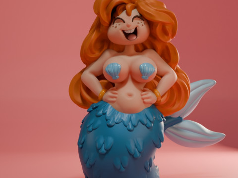 Busty Mermaid 3D print model Modello di stampa 3D