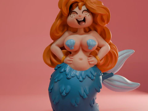 Busty Mermaid 3D print model 3D Print Model
