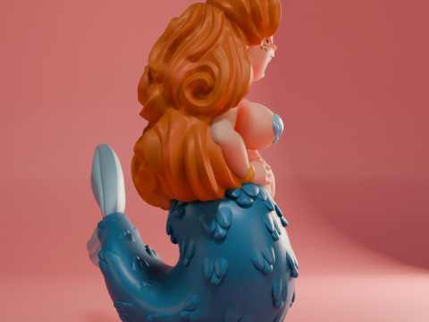 Busty Mermaid 3D print model Modello di stampa 3D