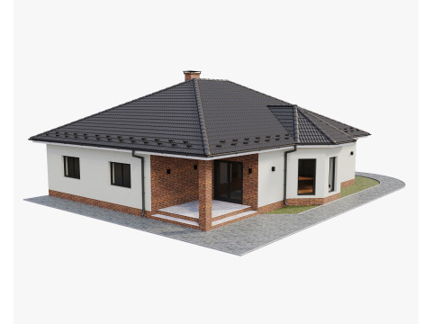 Country one-story house 3D Model