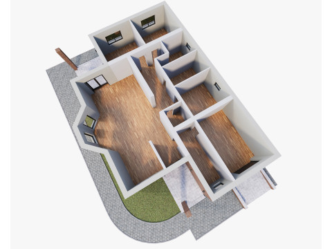 Country one-story house 3D Model