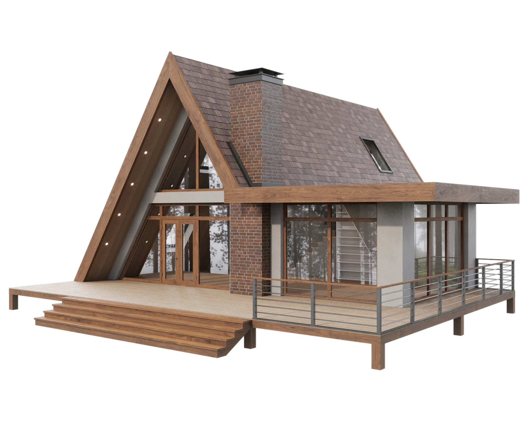 A-frame house 3 3D Model .c4d .max .obj .3ds .fbx .stl .blend 