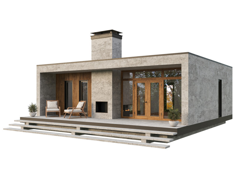 Modern single-story house 4 3D Model .c4d .max .obj .3ds .fbx .stl .blend 