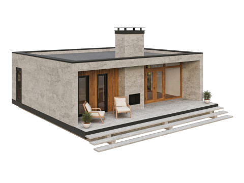 Modern single-story house 4 3D Model