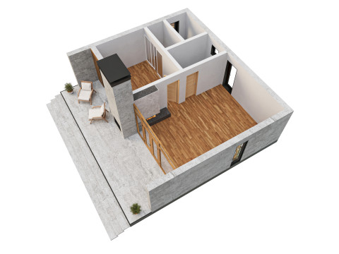 Modern single-story house 4 3D Model
