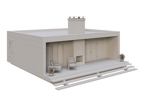 Modern single-story house 4 3D Model