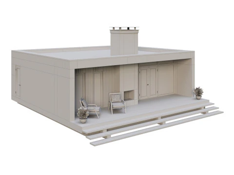 Modern single-story house 4 3D Model