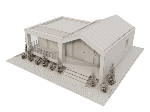 Modern single-story house 5 3D Model