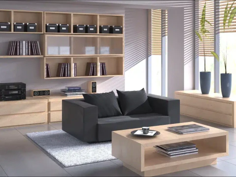 Sceny wnętrza salonu Model 3D