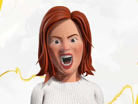 Cartoon Rigged adorabile ragazza semi-realismo 3D Low-poly Modello 3D