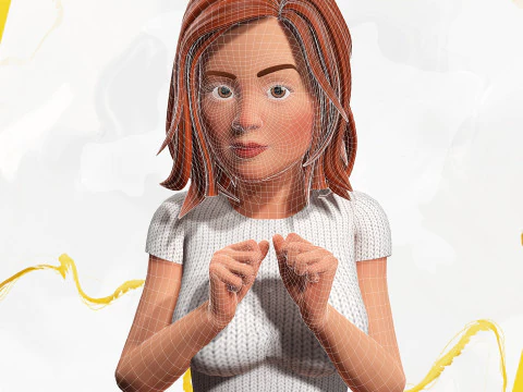 Cartoon Rigged adorabile ragazza semi-realismo 3D Low-poly Modello 3D